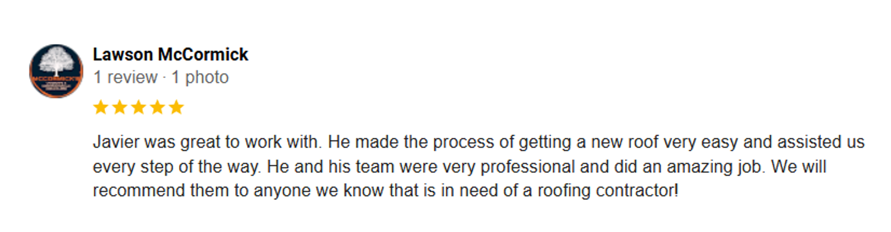 Google Review for Motivation Roofing in North Carolina
